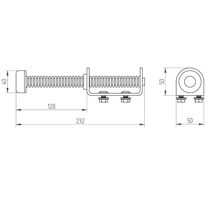 Butée de ressort 232mm pour porte industrielle dimensions